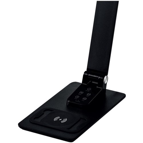 Nero Aluminium LED Desk Lamp With Wireless Charging Pad Black