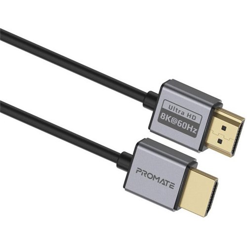 Promate HDMI 2.1 Ultra HD Super Slim Audio Video Cable 1.5m Grey/Black
