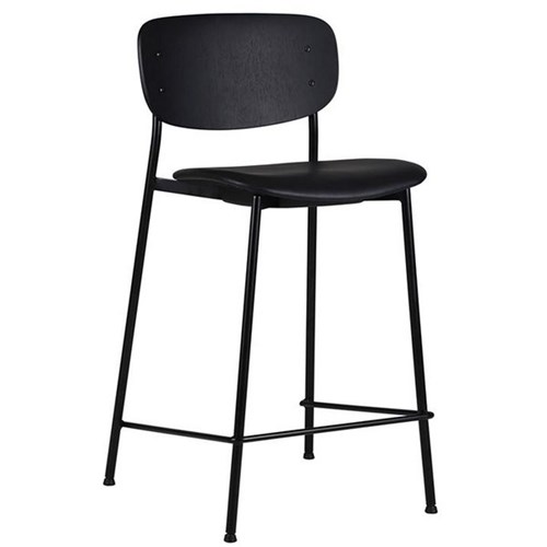 Lathos Barstool Low 950mm Ash Veneer Black/PU Fabric Black/Black