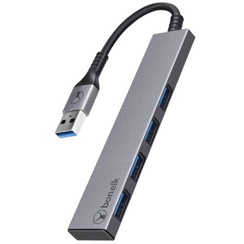 Bonelk Long-Life USB-A to 4 Port USB-A 3.0 Slim Hub Space Grey 