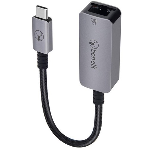 Bonelk Long-Life USB-C to Ethernet Adapter 150mm Space Grey