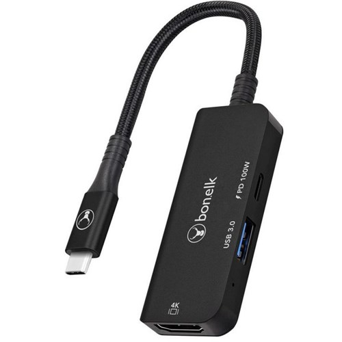 Bonelk Long-Life USB-C 3-in-1 Multiport Hub Black