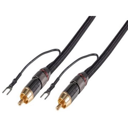 Dynamix Coaxial Subwoofer RCA Male Cable with Grounding Spade Connectors 0.75m
