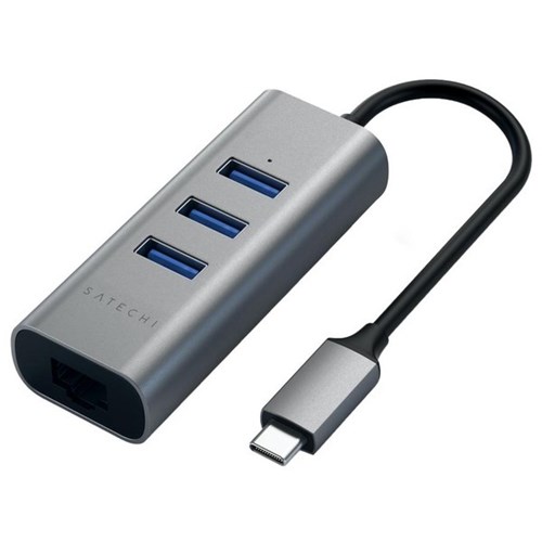 Satechi USB-C 2-in-1 USB 3.0 Hub with Ethernet Port Space Grey