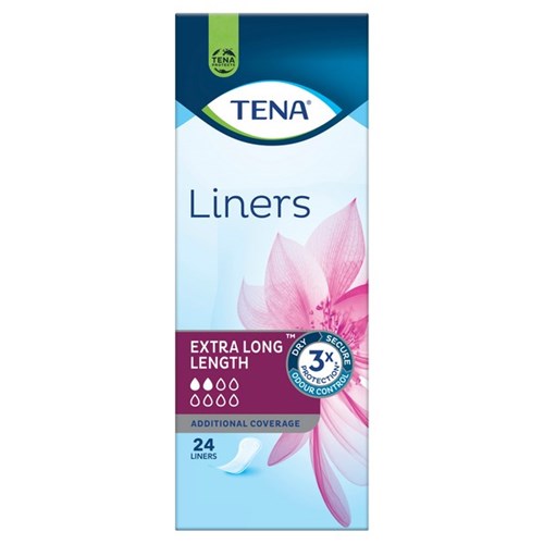 TENA Liners Extra Long Length, Carton of 6 Packs of 24 