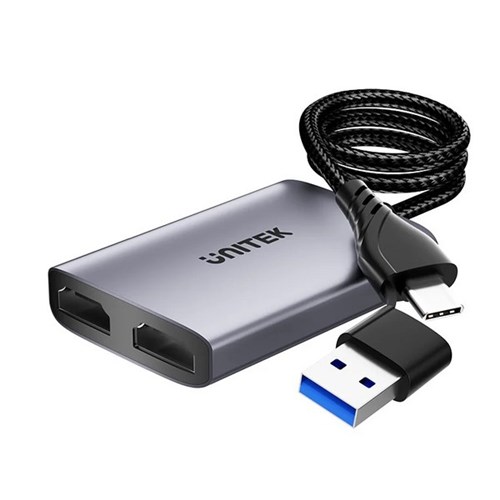 Unitek HDMI Dual Port Adapter with USB-C and USB-A Connectors