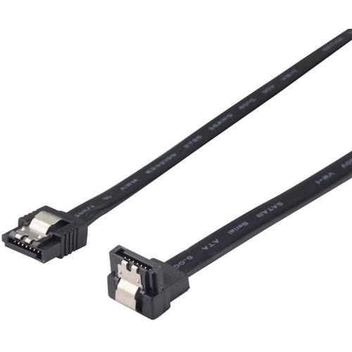 Dynamix Sata 6Gbs Right Angled Data Cable With Latch 0.5m Black