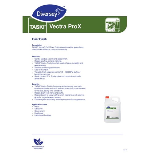 Diversey Taski Vectra ProX Floor Finish 5L, Carton of 2