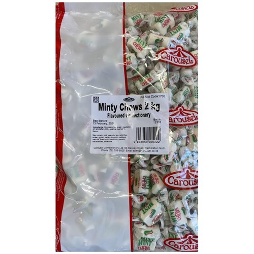 Carousel Minty Chews Lollies Individually Wrapped 2kg