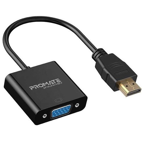Promate HDMI Male to VGA Female Display Adapter Black