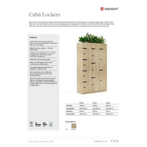 Knight Cubit 3 Door Locker White