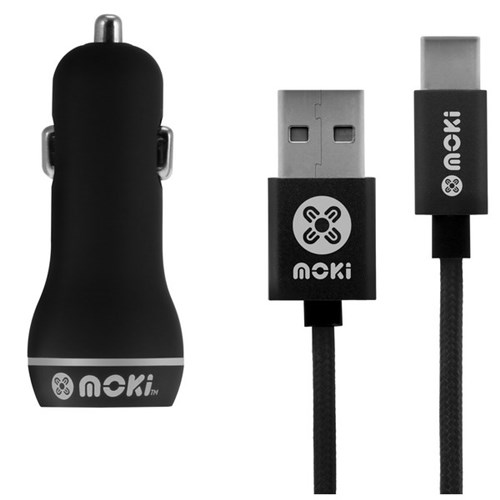 Moki Braided Type-C SynCharge Cable + Car Charger