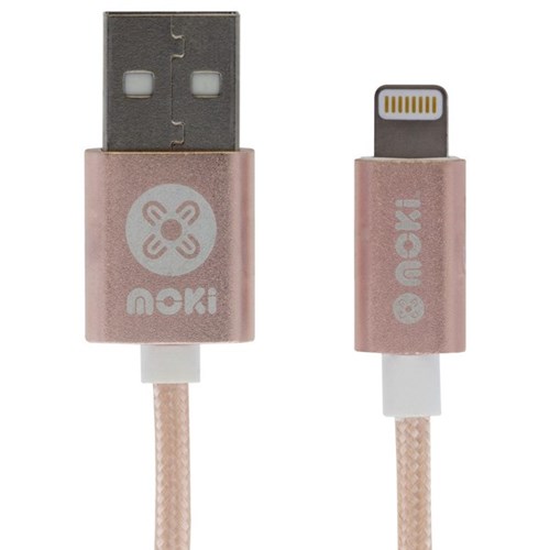 Moki Lightning SynCharge King Size Braided Cable Rose Gold 3m