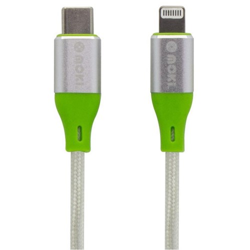 Moki Lightning SynCharge Type-C Braided Cable Silver 900mm