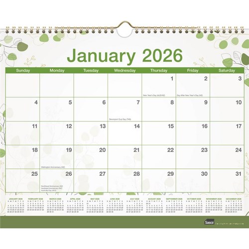 Sasco Eco Wall Calendar Large 380X300mm 2026