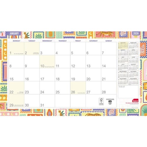 Sasco Desk Planner Fashion 450x276mm 2026 Assorted Designs