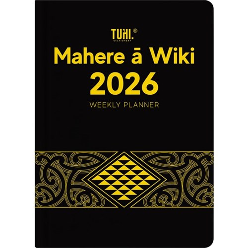 Tuhi B53 Premium Bilingual Diary Week To View Mahere a Wiki 2026 Black/Gold