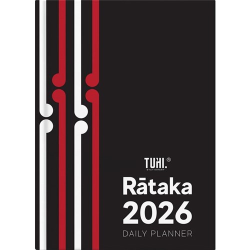 Tuhi B51 Bilingual Diary Day Per Page Rataka 2026 Black Koru