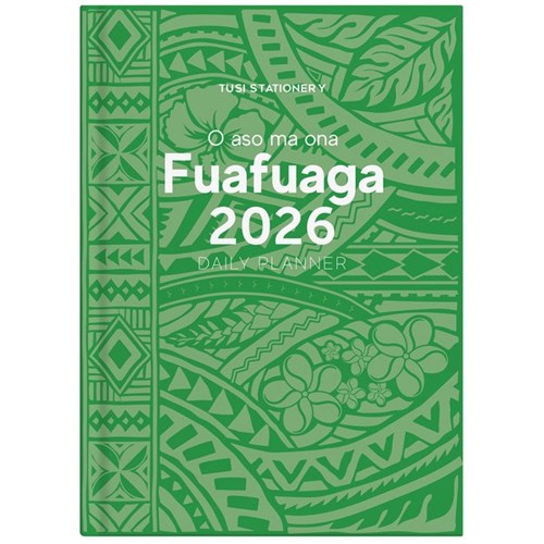 Tuhi B51 Bilingual Diary Day Per Page O Aso Ma Ona Fuafuaga 2026 Green