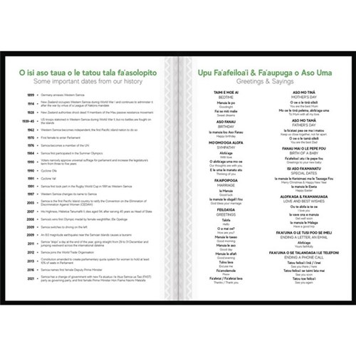 Tuhi A51 Bilingual Diary Day Per Page O Aso Ma Ona Fuafuaga 2026 Black