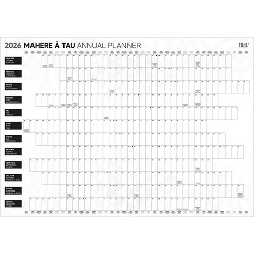 Tuhi Dated Year Wall Planner Double Sided Unlaminated 990x700mm 2026