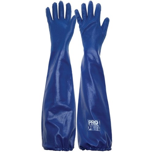 PRO Nitrile Extended Length Chemical Gloves 600mm Pair Blue, Size 10