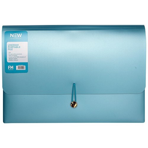 FM New Gen A4 Portable Undraw File 5 Pocket Ocean Blue