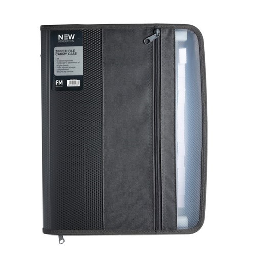 FM New Gen A4 Expanding File 13 Pocket with Zip Gunmetal Black