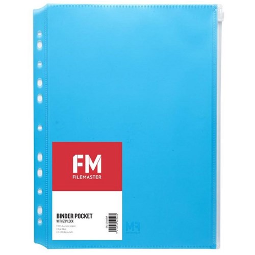 FM Vivid A4 Binder Pocket with Zipper Lock Ice Blue