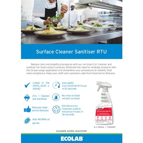 Ecolab Surface Cleaner Sanitiser RTU 750ml