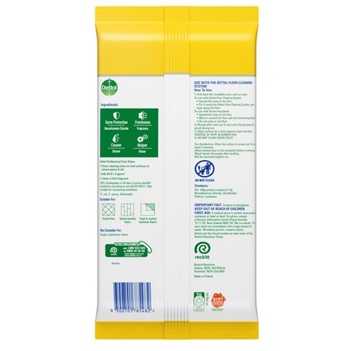 Dettol Antibacterial Floor Cleaning Wipes Citrus, Pack of 25