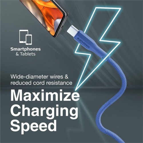 Promate USB-A to USB-C Super Flexible Cable Blue 1m