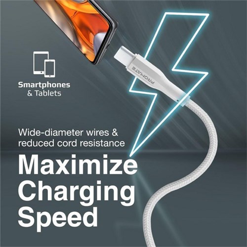 Promate USB-A to USB-C Super Flexible Cable White 1m
