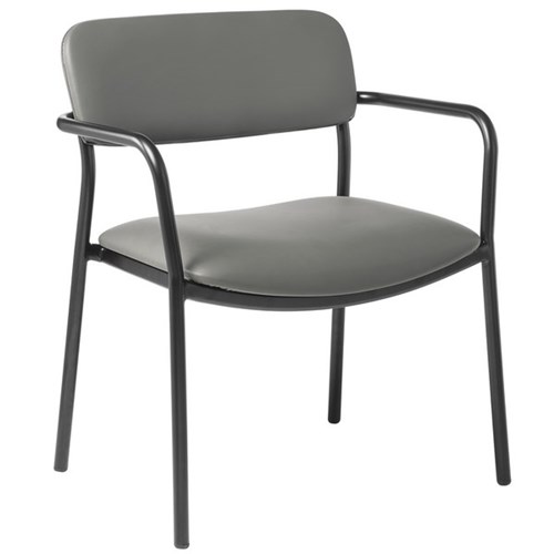 Eden Fit Visitor Bariatric Chair With Arms Standard Vinyl/Charcoal Grey