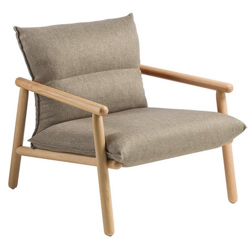 Eden Maia Lounge Chair Warm Natural Beech Frame Keylargo Fabric/Pumice