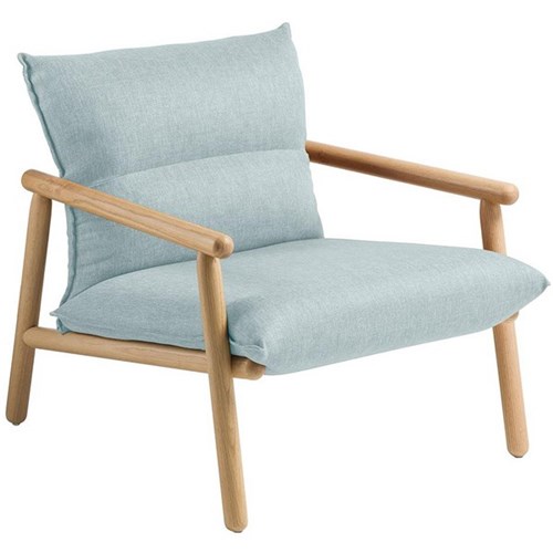 Eden Maia Lounge Chair Warm Natural Beech Frame Keylargo Fabric/Sky