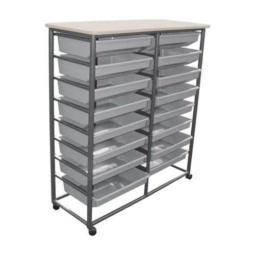 SitRite Desk Tote Trolley 1200x465mm Grey/Silver