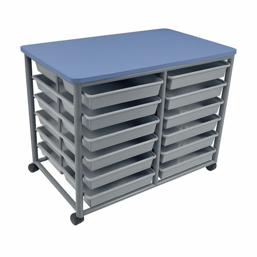 SitRite Double Bay Tote Trolley 940x550mm Pro Blue/Silver