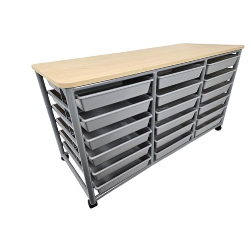 SitRite Triple Bay Tote Trolley 1350x550mm Maple/Silver