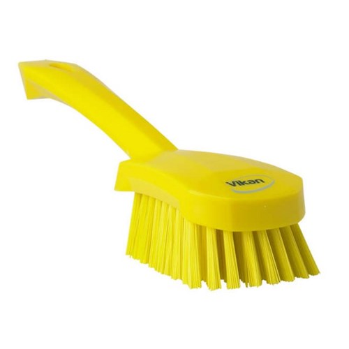 Vikan Short Handled Stiff Bristle Washing Brush 270mm Yellow