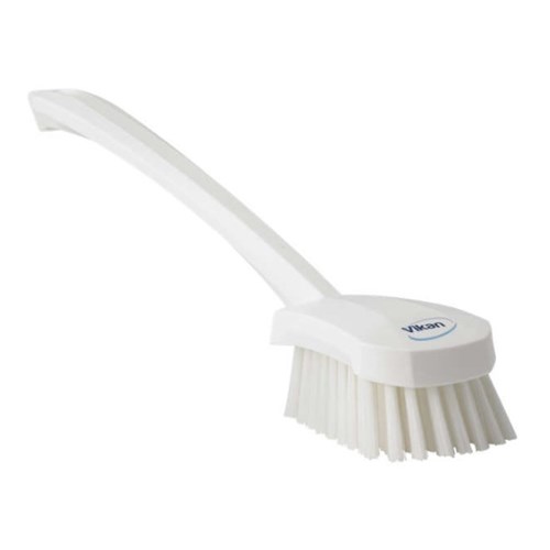 Vikan Churn Long Handled Stiff Bristle Brush 415mm White