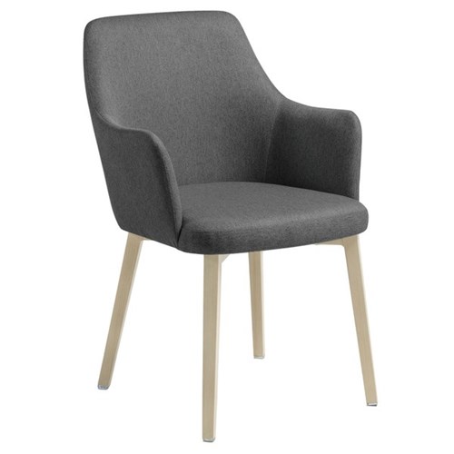 Eden Olli Visitor Chair 4 Leg Timber Look Frame Standard Polyester/Charcoal