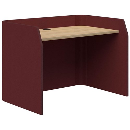 Sonic Focus Desk 850x1200x800mm Maroon/Classic Oak