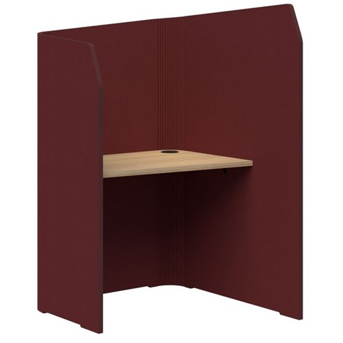 Sonic Mini Focus Standup Workpod 1300x900x1000mm Maroon/Classic Oak