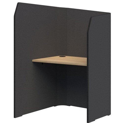 Sonic Mini Focus Standup Workpod 1300x900x1000mm Charcoal Grey/Classic Oak