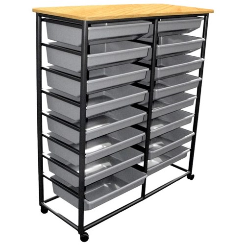 SitRite Desk Tote Trolley 1200x465x1325mm Maple/Black