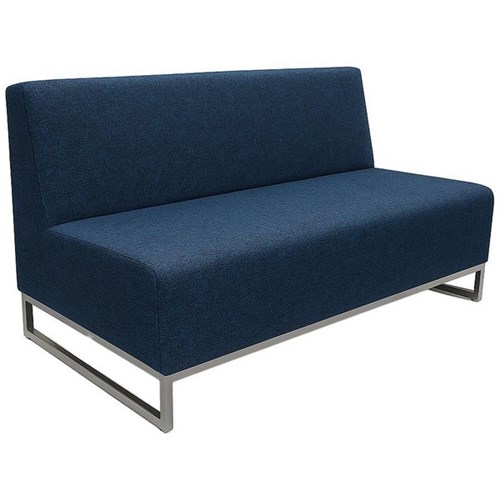 Jive 2.5 Seater Sofa Sled Base Steel Frame Silver/Blue