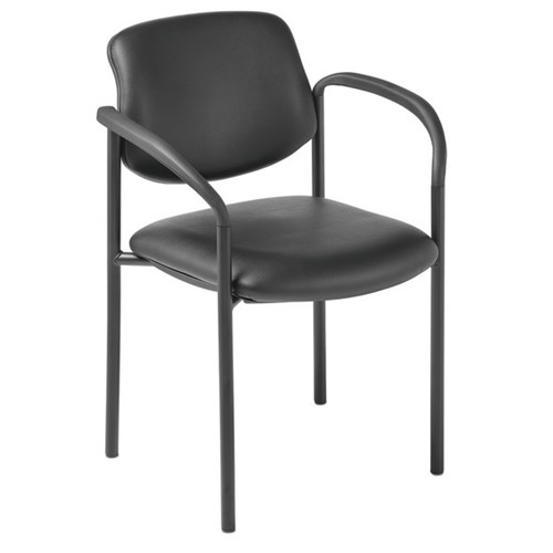 Eden Pause Visitor Stacking Chair with Arms Standard Vinyl/Black
