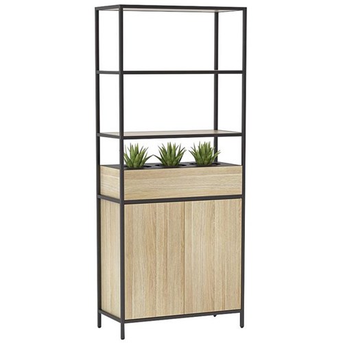Kubix Single Storage Shelving Unit 840x400x2000mm Atlantic Oak/Black