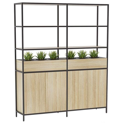 Kubix Double Storage Shelving Unit 1680x400x2000mm Atlantic Oak/Black